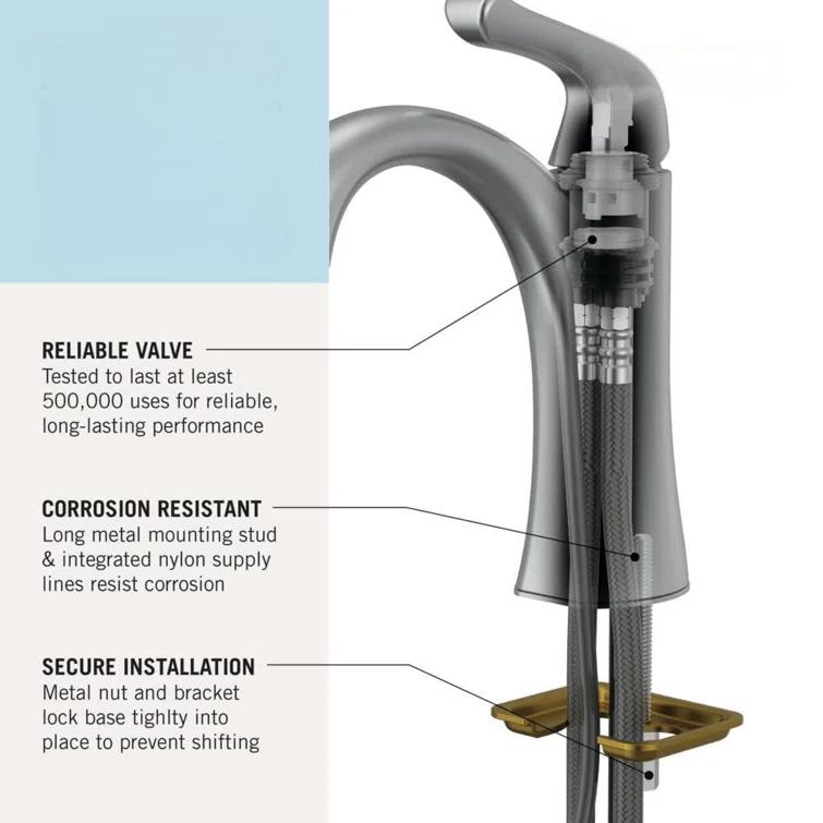 Arvo Single Hole Bathroom Faucet with Drain Assembly, Single Handle Bathroom Sink Faucet