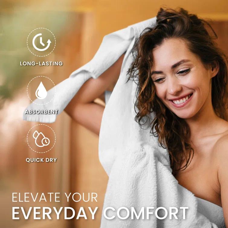 Martex 6 Piece Luxury Cotton Towel Set, 2 Bath Towels, 2 Hand Towels, 2 Washcloths 500 GSM 100% Ring Spun Cotton Highly Absorbent Soft Towels for Bathroom For Everyday Use, Hotel & Spa