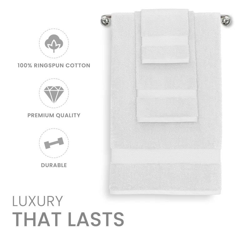 Martex 6 Piece Luxury Cotton Towel Set, 2 Bath Towels, 2 Hand Towels, 2 Washcloths 500 GSM 100% Ring Spun Cotton Highly Absorbent Soft Towels for Bathroom For Everyday Use, Hotel & Spa