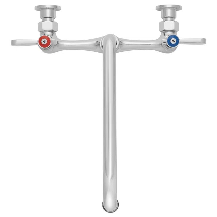 Commercial Wall Mount Sink Faucet, 8" Center w/ 10" Swivel Spout, NSF