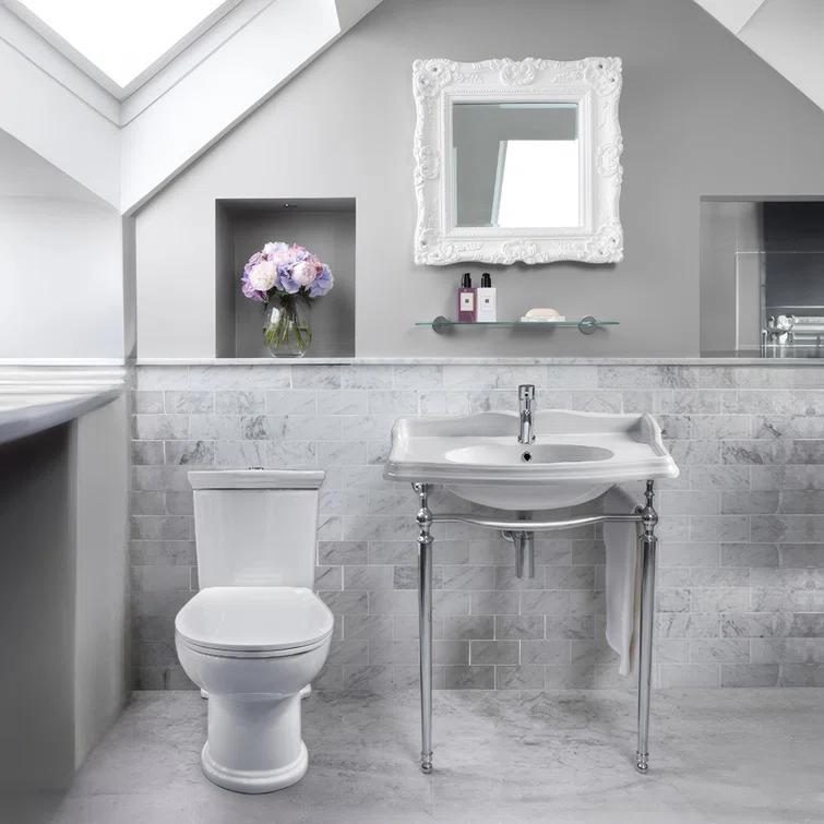 Whitehaus Collection B-AR864-ARCG1 Whitehaus Collection 35" Large Rectangular Wall Mount Console Sink With Front Towel Bar