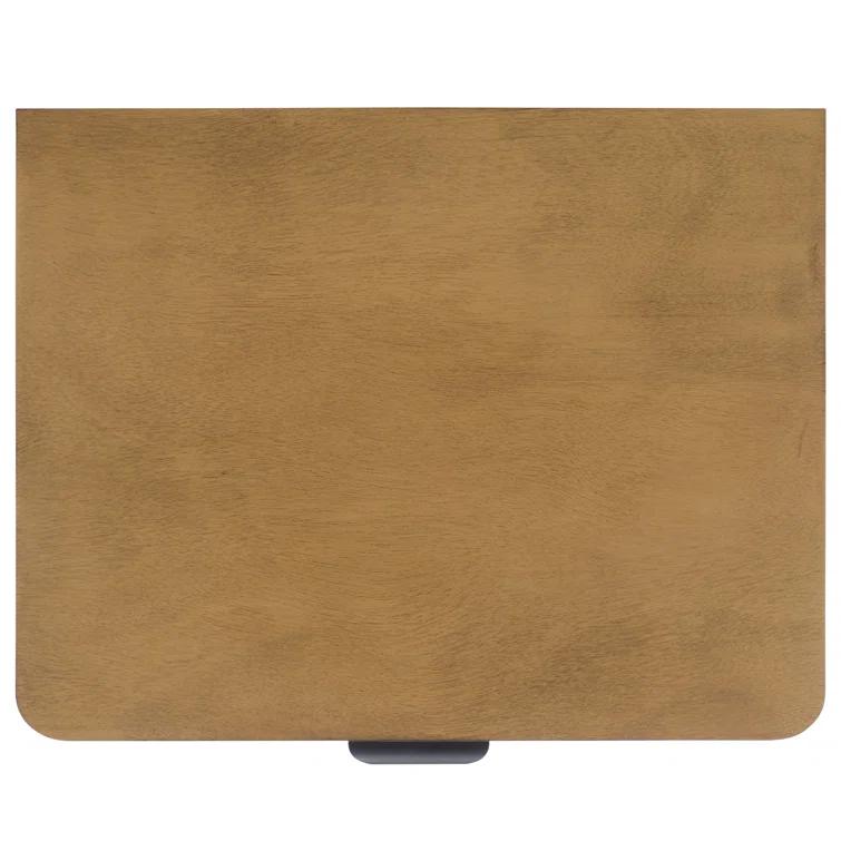 Brown Wood Rectangular End Table with Storage Drawer