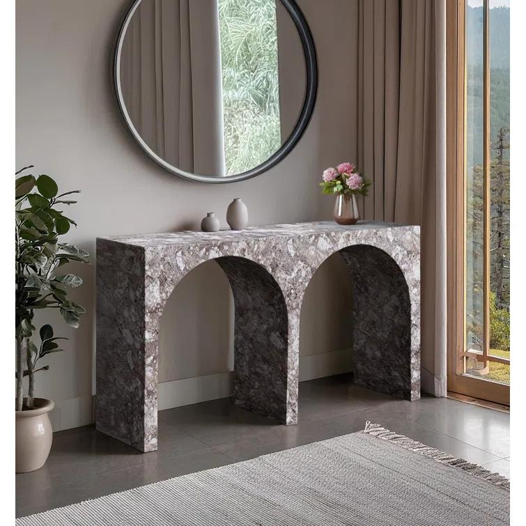 Meridian Furniture Faenza Brown Marble Finish Console Table