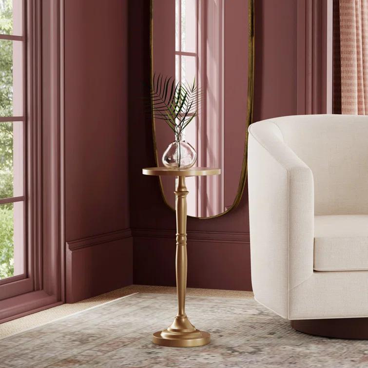 Langford Round Black and Gold Metal Side Table