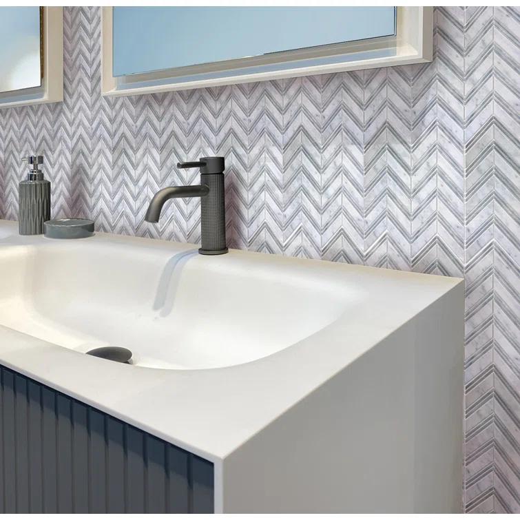 11" X 11.8" Herringbone Marble Polished Tile