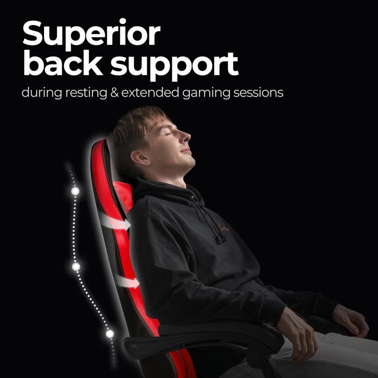 N-GEN Adjustable Ergonomic Faux Leather Swiveling PC & Racing Game Office Desk Chair with Flip-Up Arms