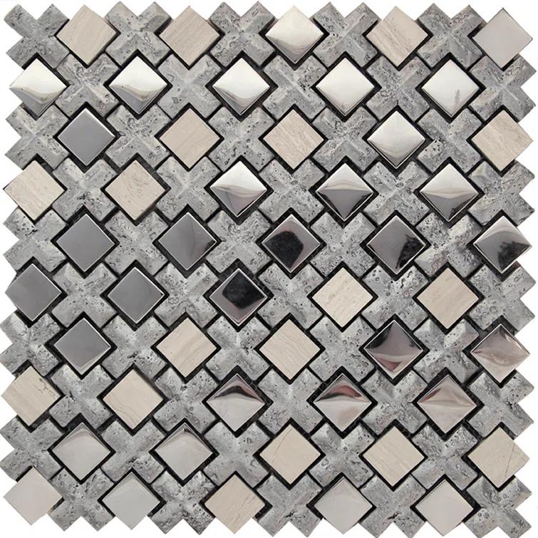 11" x 11" Glass Grid Mosaic Wall Tile