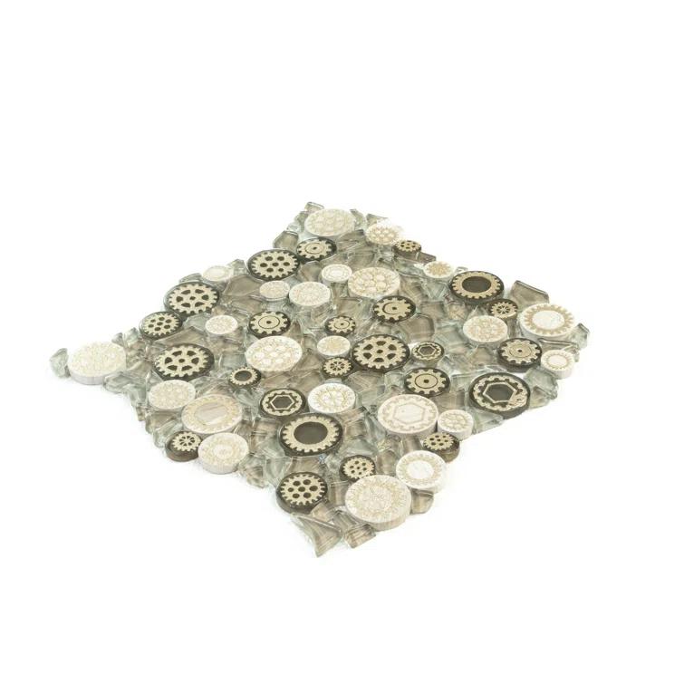 12" x 12" Glass Metal Look Mosaic Wall Tile