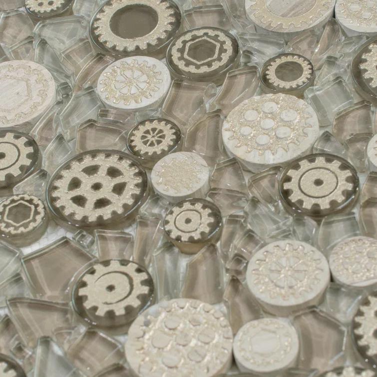 12" x 12" Glass Metal Look Mosaic Wall Tile