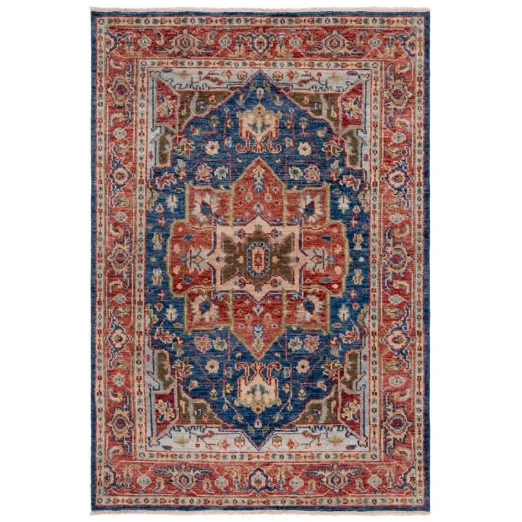 Samarkand SRK114 Hand Knotted Area Rug - Navy/Rust - 8'x10' - Safavieh.