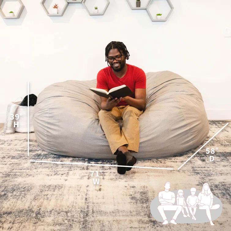 Big Joe Giant Foam Filled Bean Bag Sofa with Soft Removeable Cover