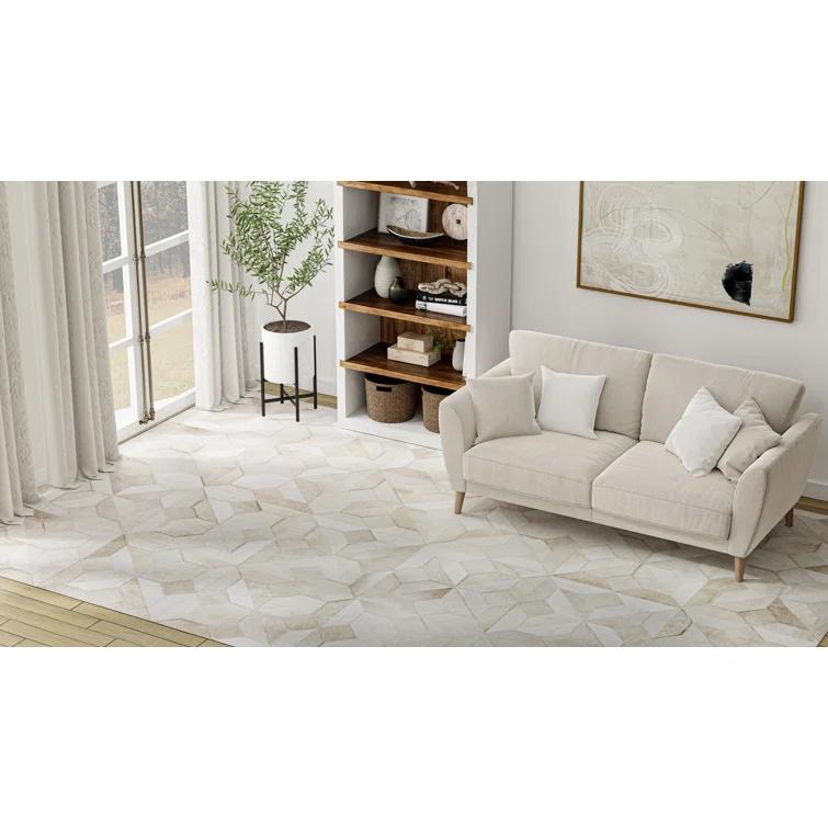 Santa Fe Cowhide Geometric Area Rug in Camel