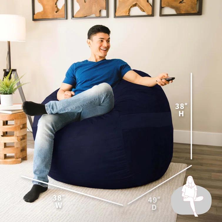 Big Joe Large 4 Foot Foam Filled Bean Bag Chair with Soft Removeable Cover