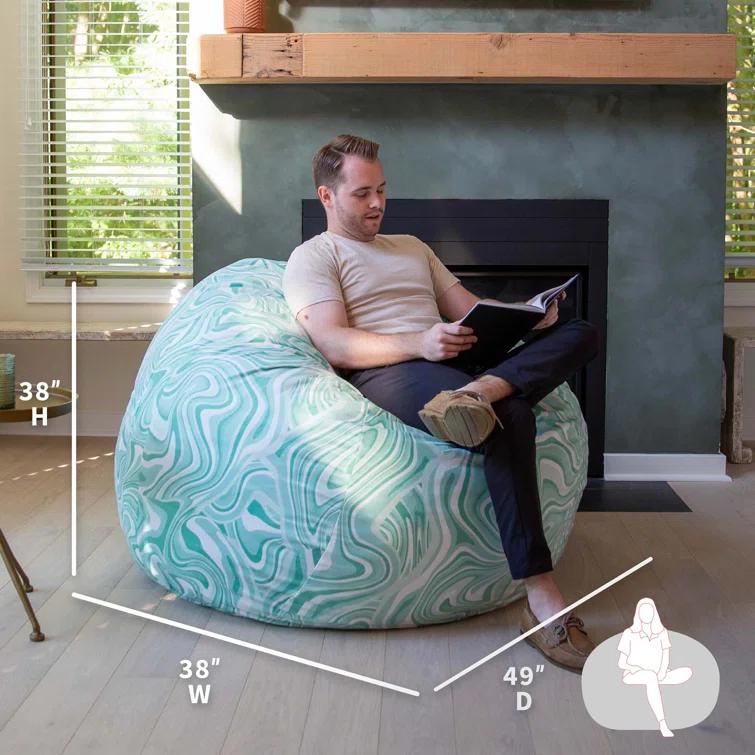 Big Joe Large 4 Foot Foam Filled Bean Bag Chair with Soft Removeable Cover