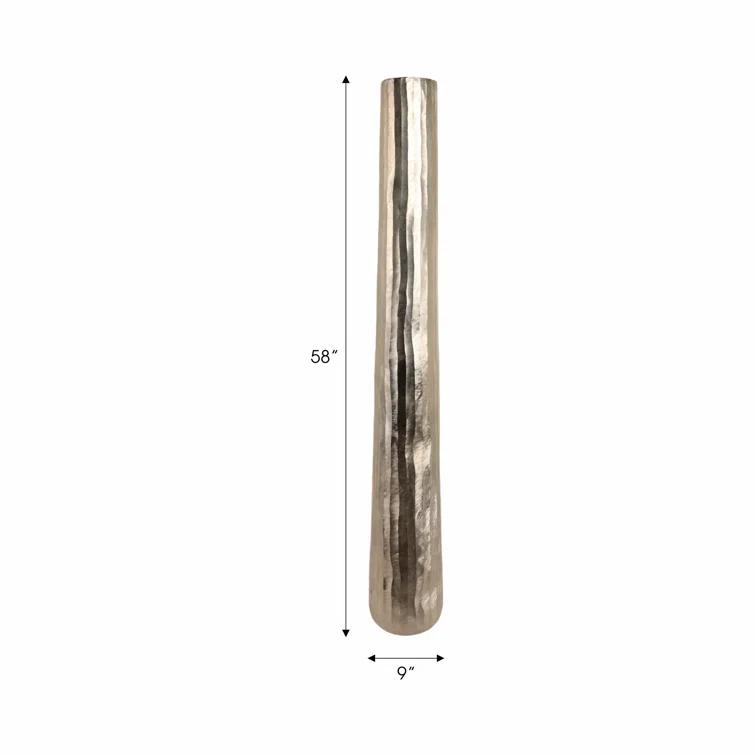 Sagebrook Home 58" Rounded Etched Metal Floor Vase, Silver | Perigold
