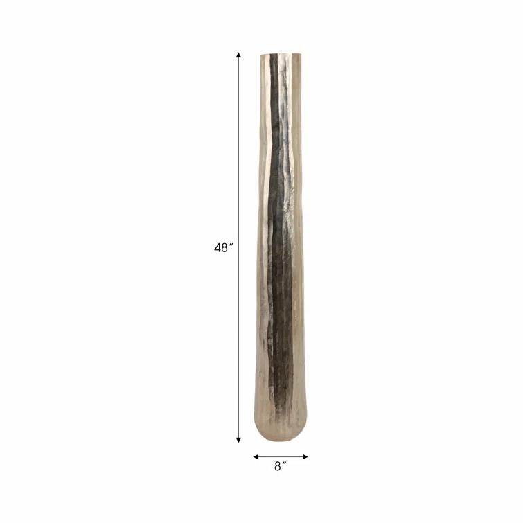 Sagebrook Home 58" Rounded Etched Metal Floor Vase, Silver | Perigold