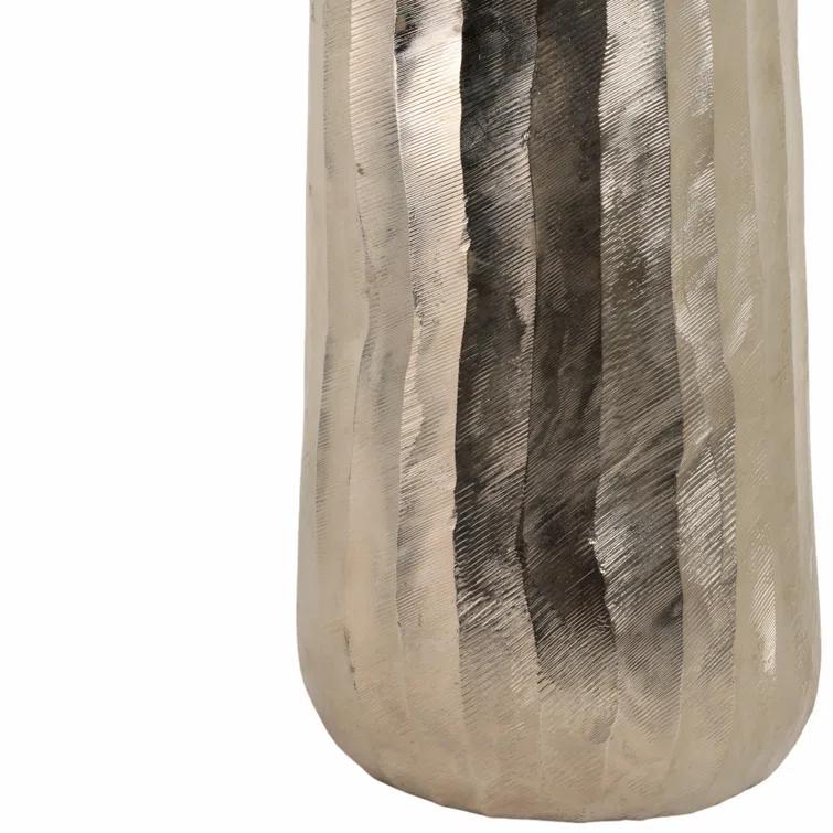 Sagebrook Home 58" Rounded Etched Metal Floor Vase, Silver | Perigold