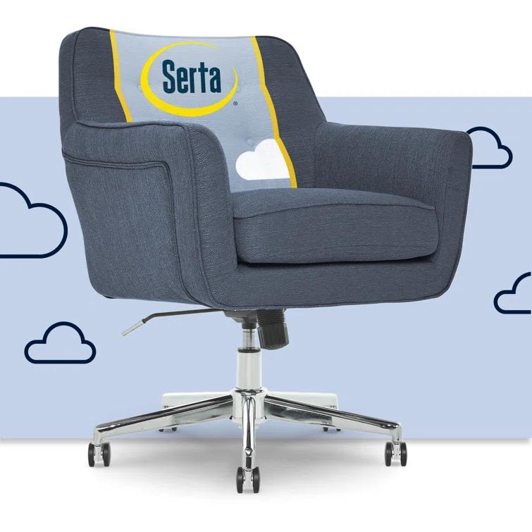 Serta Ashland Modern Office Chair, Mid-Back, Quality Memory Foam Cushion, Metal Base Chrome Finish