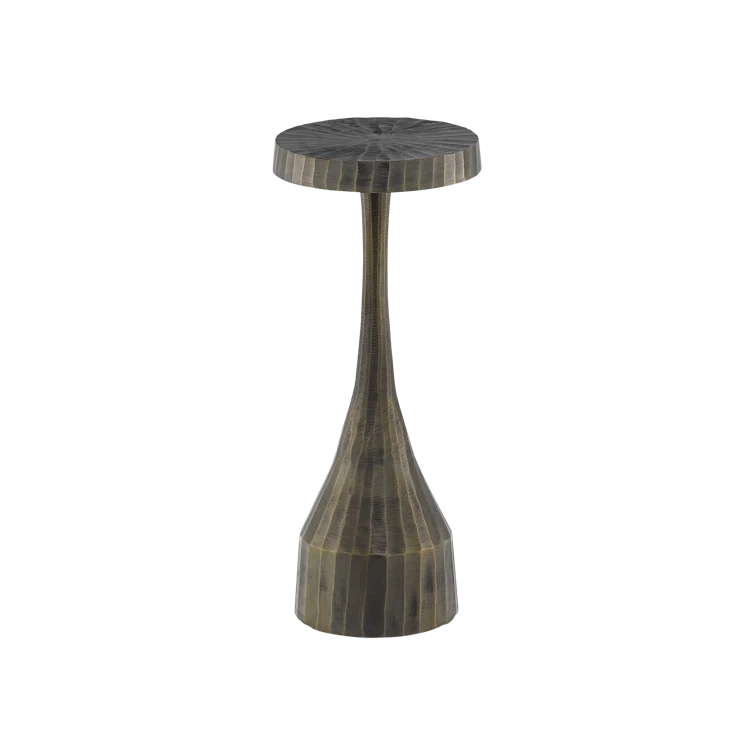 Luca Antique Brass Hourglass Drinks Table, 24.25" H
