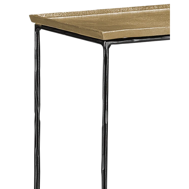 Boyles 42" Black Iron and Antique Brass Console Table with Storage