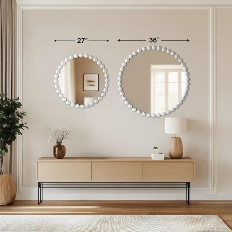 Marlowe Beaded Round Metal Wall Mirror