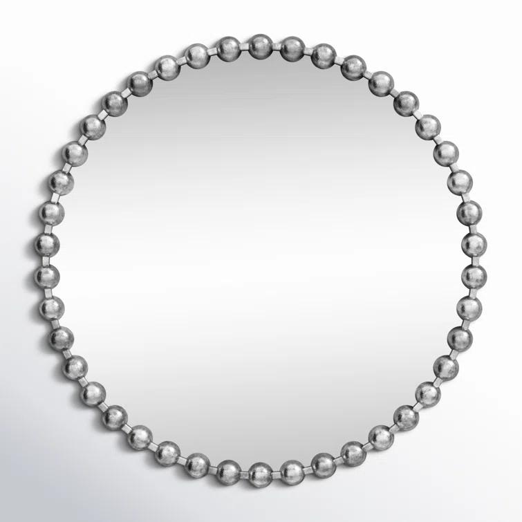 Marlowe Beaded Round Metal Wall Mirror