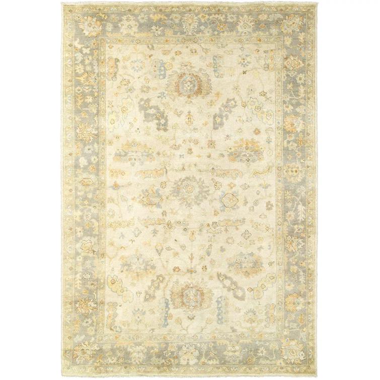 Palace Oriental Hand-Knotted Wool Beige/Gray Area Rug