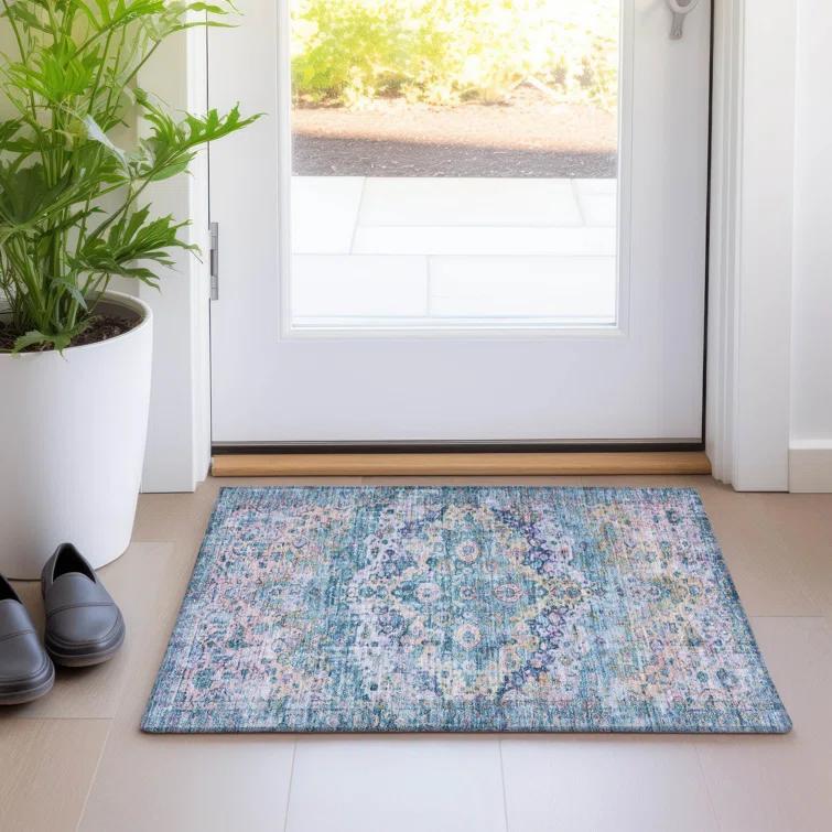 Machine Washable Indoor/Outdoor Chantille Denim Rug