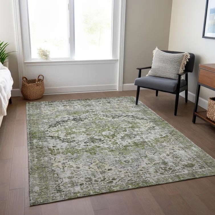 Machine Washable Indoor/Outdoor Chantille Aloe Rug
