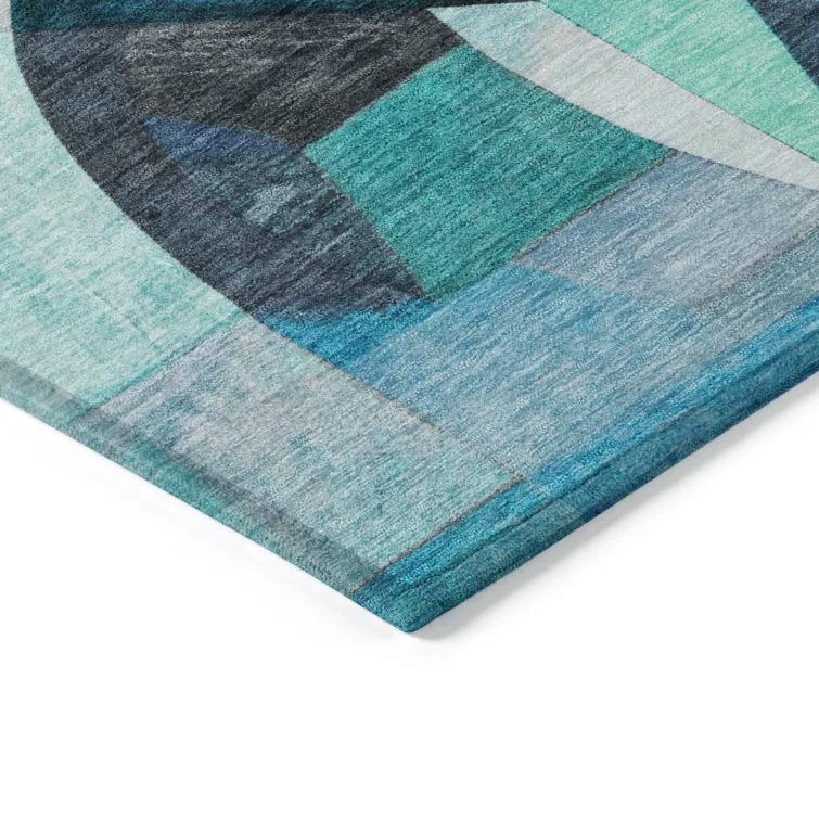 Machine Washable Indoor/Outdoor Chantille Teal Rug