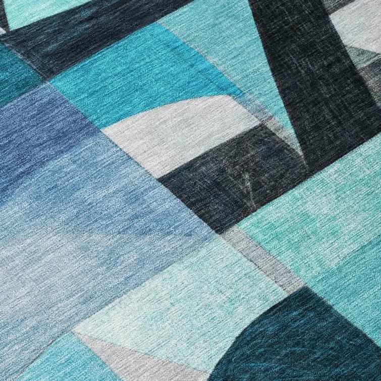 Machine Washable Indoor/Outdoor Chantille Teal Rug