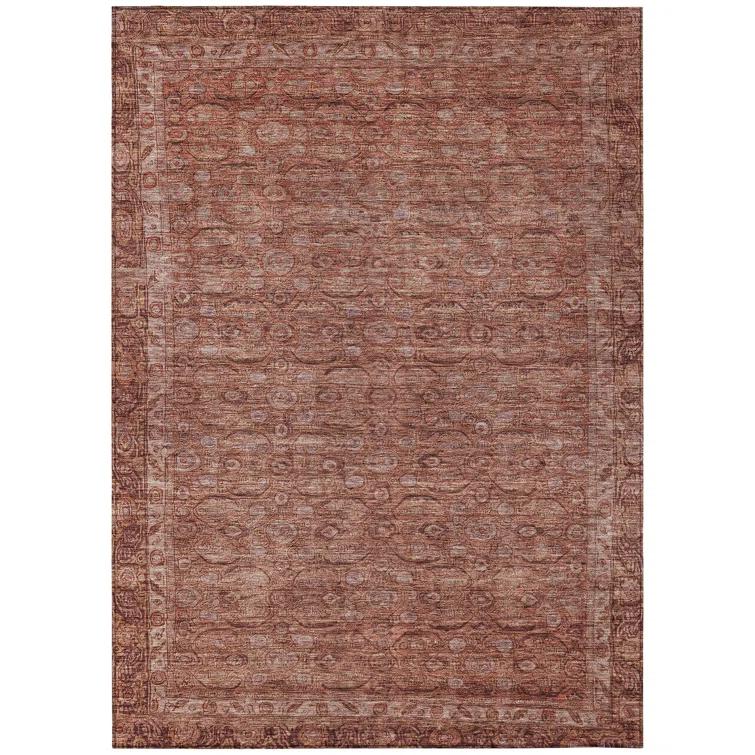 Machine Washable Indoor/Outdoor Chantille Terracotta Rug