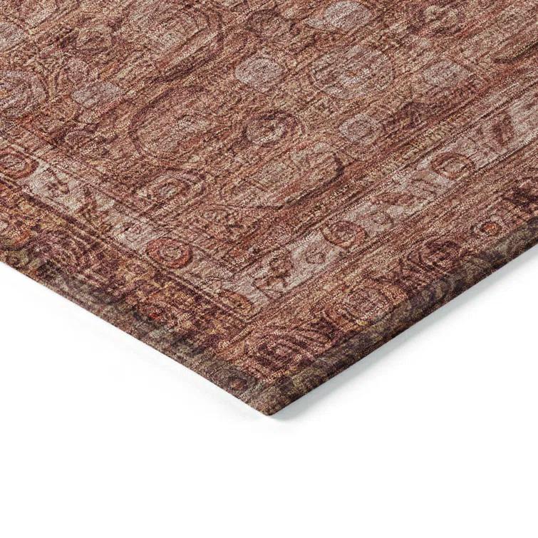 Machine Washable Indoor/Outdoor Chantille Terracotta Rug