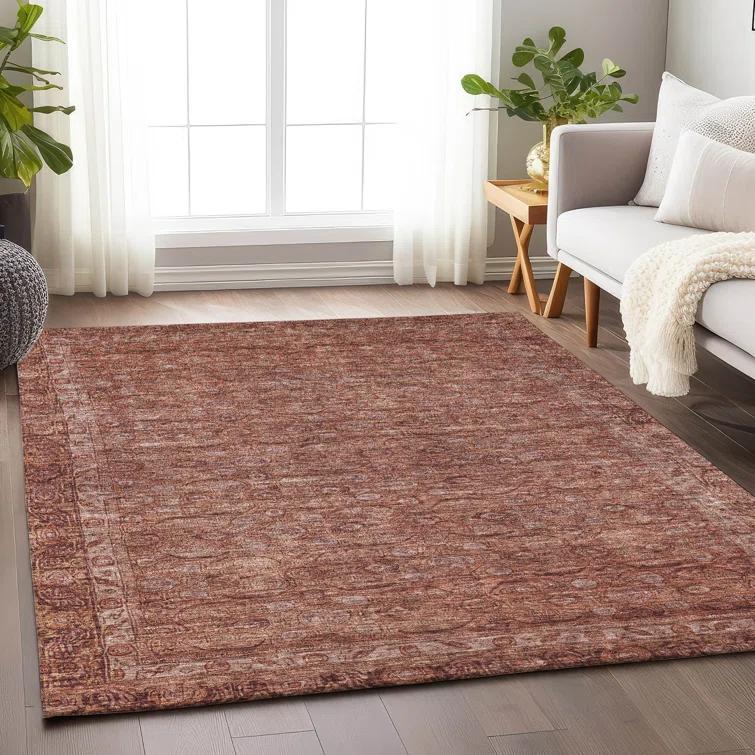 Machine Washable Indoor/Outdoor Chantille Terracotta Rug