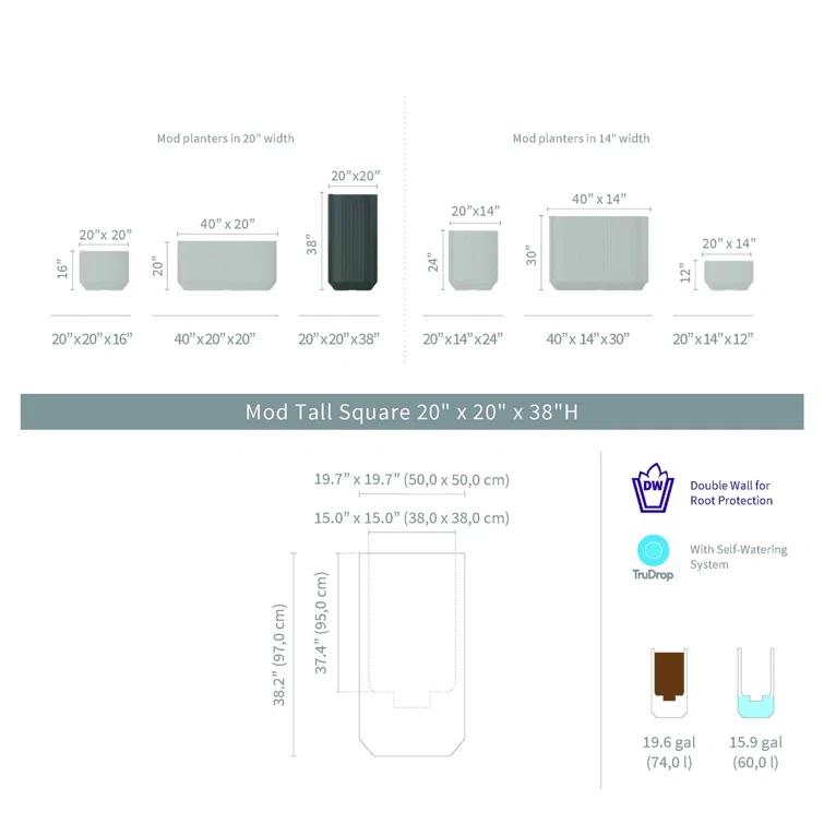 TruDrop Mod Self Watering Planter Box