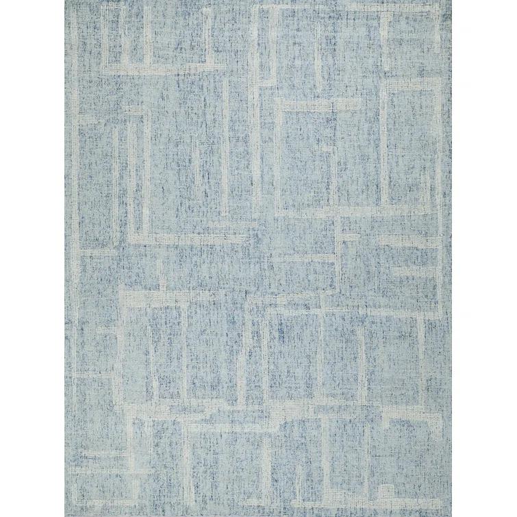 Breckenridge Handmade Hand Tufted New Zealand Wool Blue/Ivory Area Rug