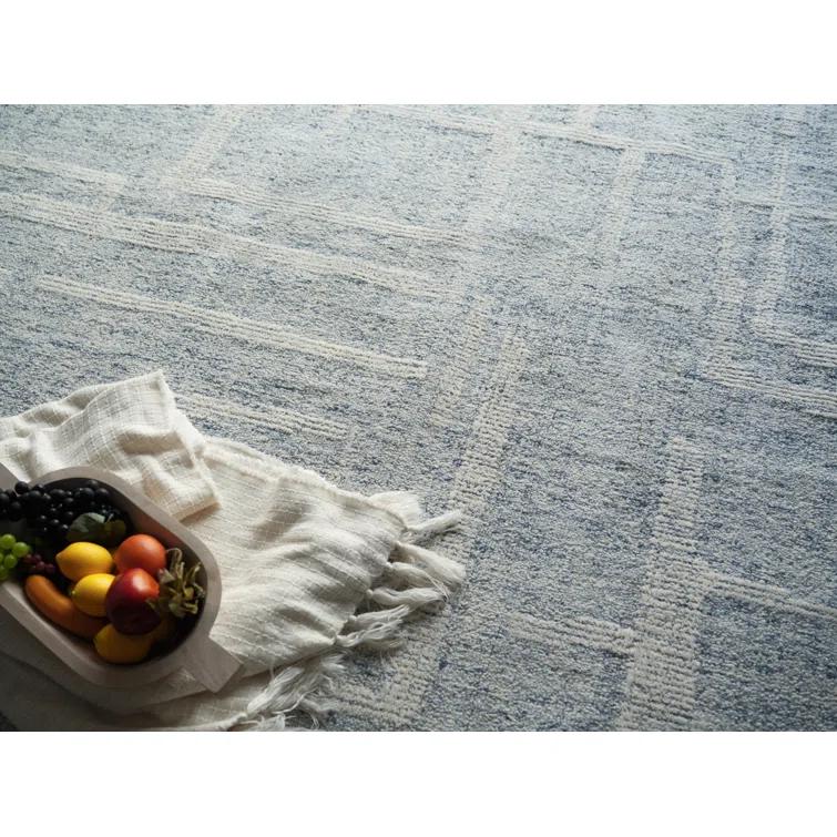 Breckenridge Handmade Hand Tufted New Zealand Wool Blue/Ivory Area Rug
