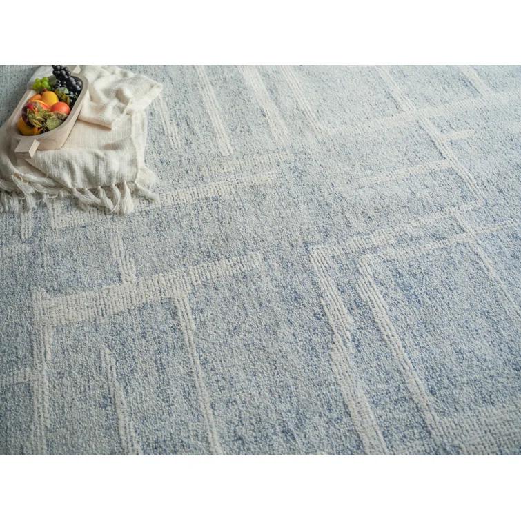 Breckenridge Handmade Hand Tufted New Zealand Wool Blue/Ivory Area Rug