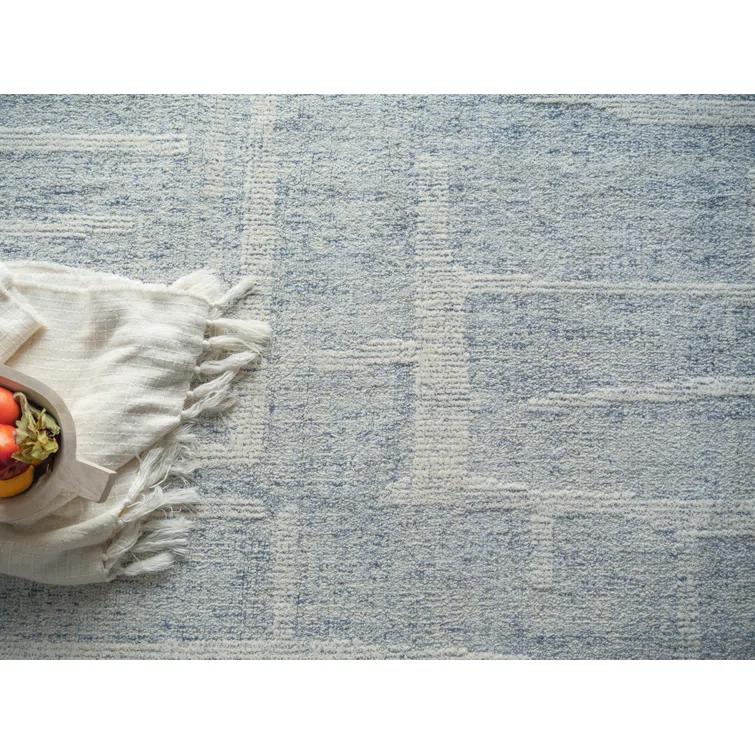 Breckenridge Handmade Hand Tufted New Zealand Wool Blue/Ivory Area Rug