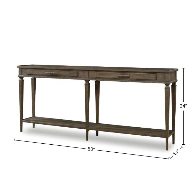 Aiden Brown Rustic Oak Console Table with Storage