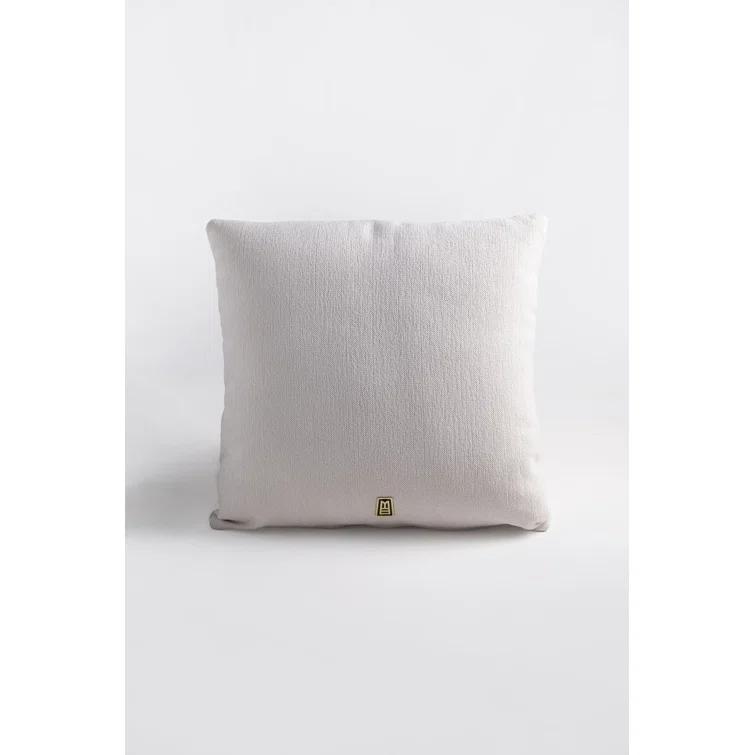 Ivory Velvet Square Embroidered Throw Pillow Set with Blue Floral Design