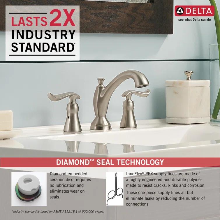 Linden Widespread Bathroom Faucet 3 Hole, 2-handle Bathroom Sink Faucet with Drain Assembly