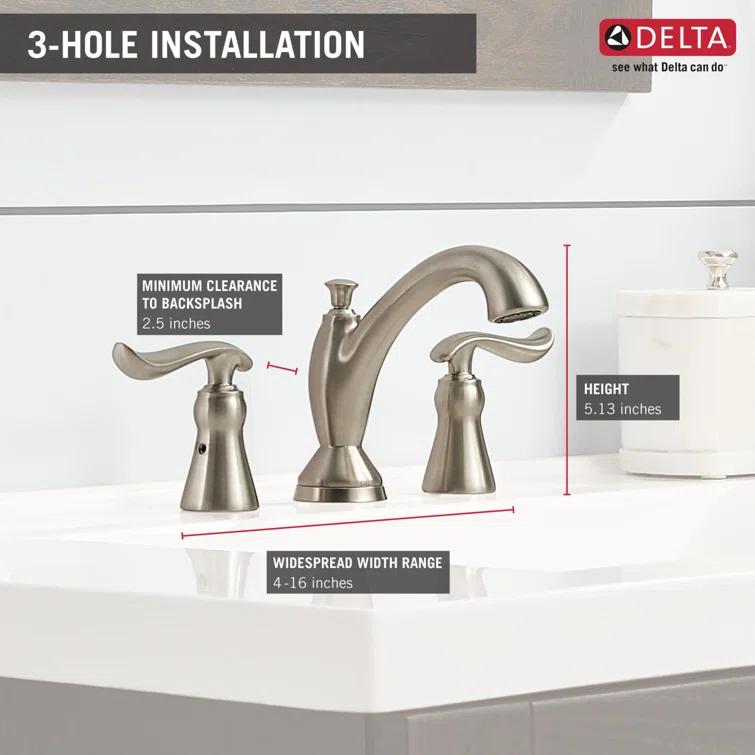 Linden Widespread Bathroom Faucet 3 Hole, 2-handle Bathroom Sink Faucet with Drain Assembly
