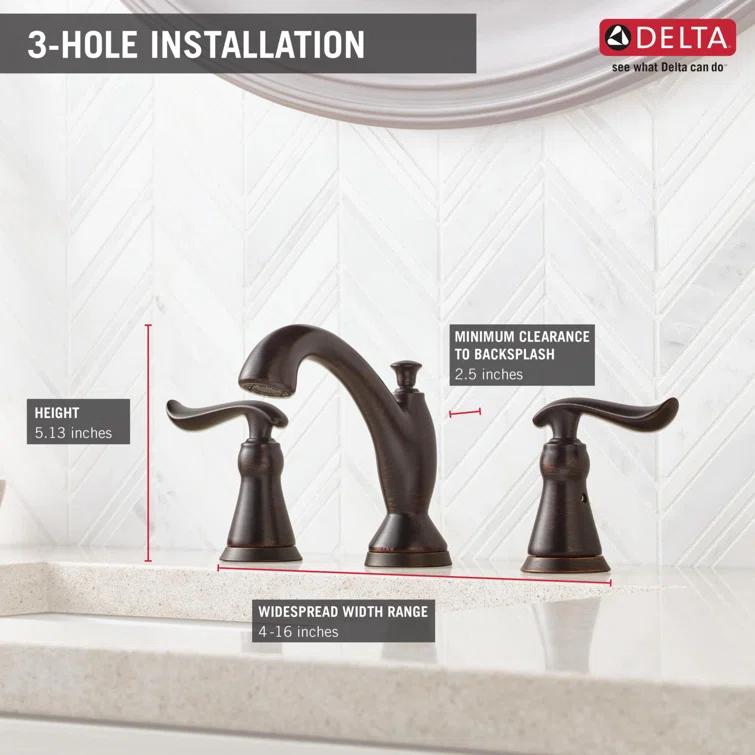 Linden Widespread Bathroom Faucet 3 Hole, 2-handle Bathroom Sink Faucet with Drain Assembly