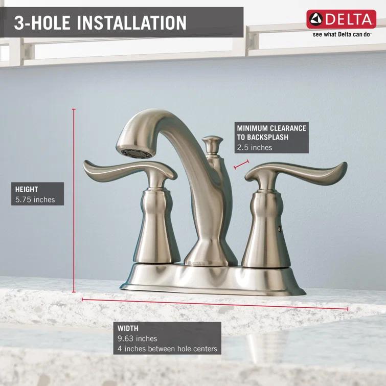 Linden Centerset Bathroom Faucet with Drain Assembly, 2-handle Bathroom Sink Faucet