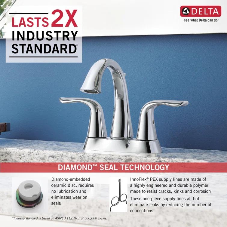 Lahara Centerset Bathroom Faucet with Drain Assembly, 2-handle Bathroom Sink Faucet