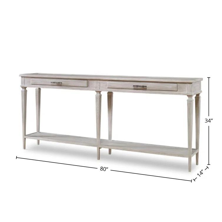Aiden White Rustic Oak Console Table with Storage