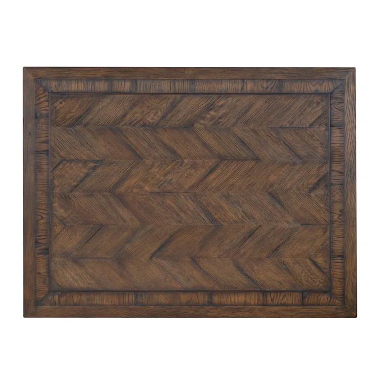 Dalton Rustic Brown Oak Cocktail Table with Herringbone Top