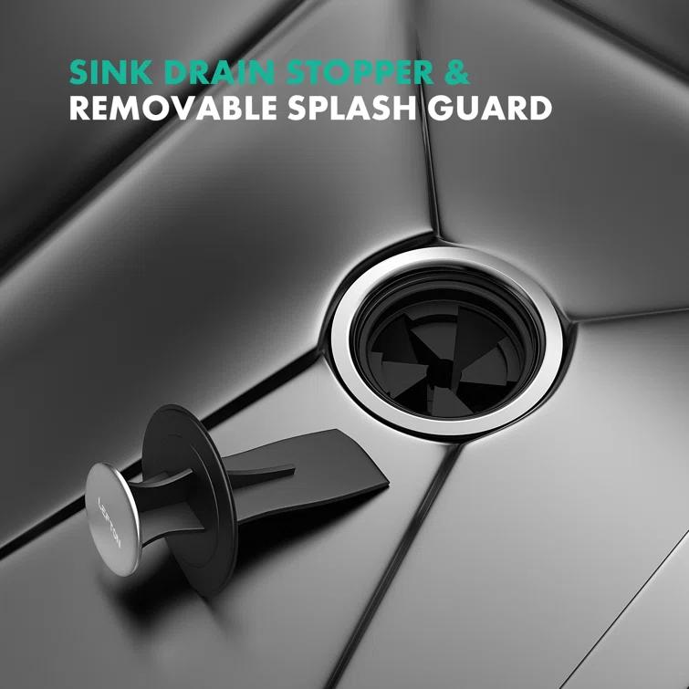Lefton 33"x22" Single Bowl Stainless Steel Kitchen Sink Ks2207l With 1 Hp Continuous Feed Garbage Disposal Lgd-1010