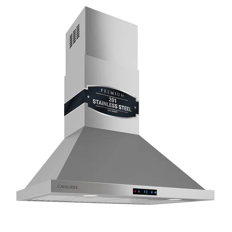 CAVALIERE 30" inch 462 CFM Convertible Digital Wall Mount Range Hood Included Charcoal Filter in Stainless Steel